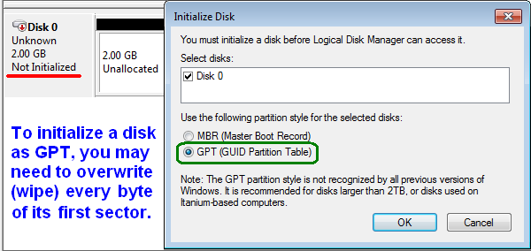 mbr to guid disk formatting system